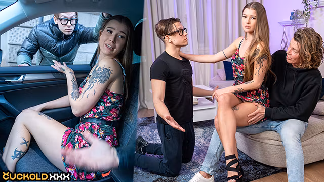 CuckoldXXX - Cheating Girlfriend Olivia Sparkle Gives Head to Ricky Rascal and Teases her Cuck Boyfriend