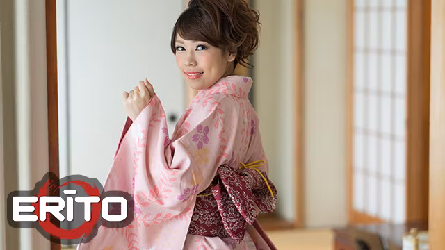 ERITO - Kimono Hottie Sucks A Cock With Pleasure Before Getting A Messy Creampie In Her Hairy Pussy