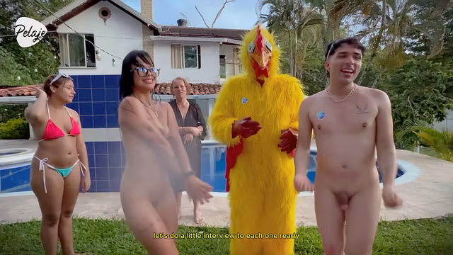I'm upset with my stepbro, I challenge him to an oil fight match outside the house, if i win we fuck