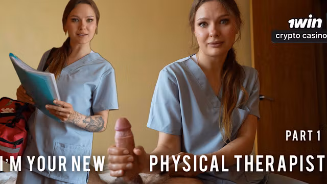Physiotherapist making me happy end massage for an extra bonus. Part 1