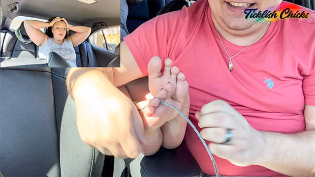 TICKLISH CHICKS - Heavenly’s Ticklish Feet Get Worked Over in the Car